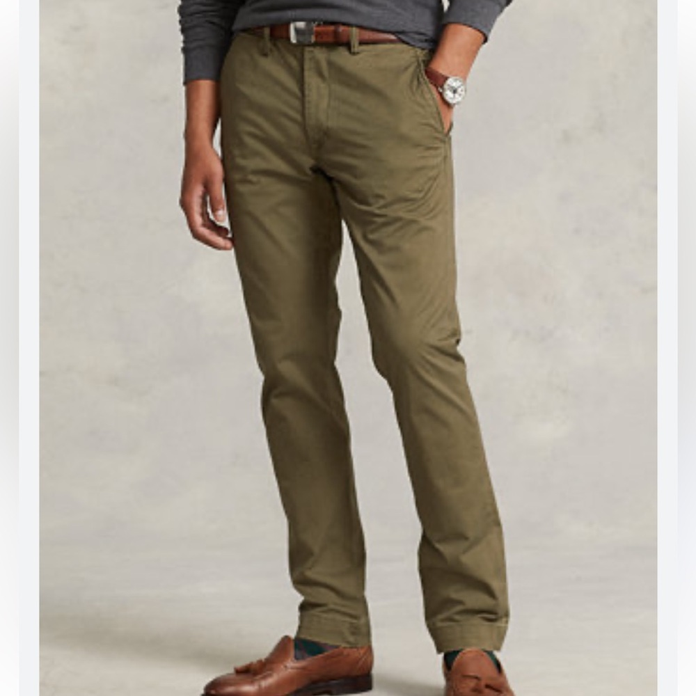 Polo by Ralph Lauren Slim Stretch Chinos in Olive Green